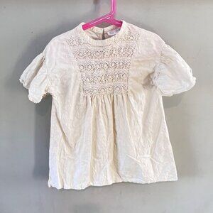 Zara Toddler Girls Lace &‎ Cotton Cream Blouse Size 2-3 Years